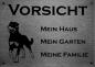 Preview: Edelstahl Warnschild Rottweiler VORSICHT Mein Haus mein Garten meine Familie